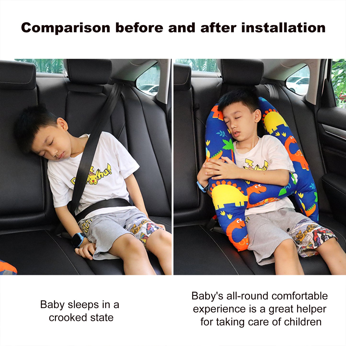 SwiftCare™Travel pillow Cute Kid and Adult Car Sleeping Neck Head Support H-Shape Travel Pillow Cushion Car Seat Safety