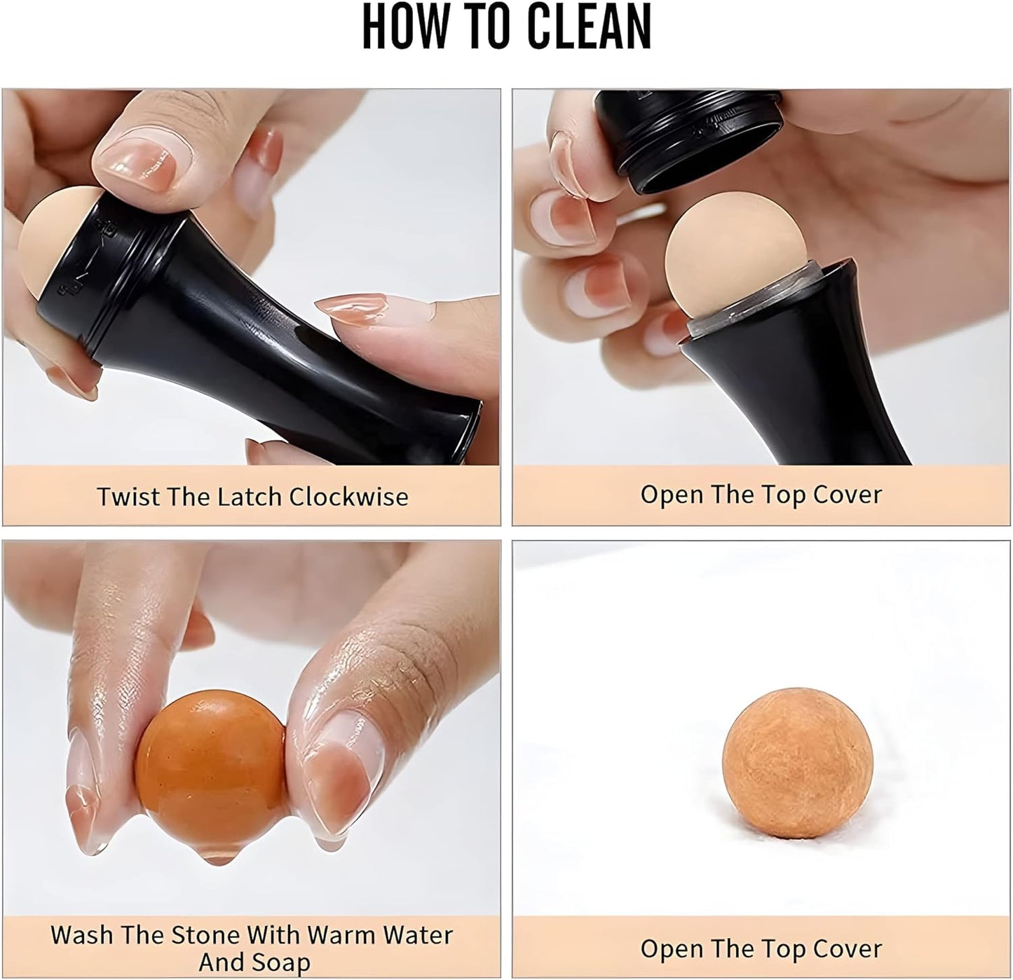 Oil-Absorbing Volcanic Stone Face Roller Hublo makeup Reusable Facial Oil Control Roller | Oily Skin Care Roller