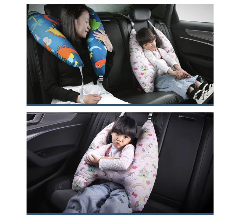 SwiftCare™Travel pillow Cute Kid and Adult Car Sleeping Neck Head Support H-Shape Travel Pillow Cushion Car Seat Safety