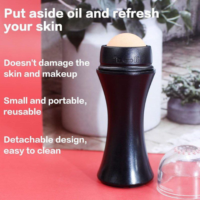 Oil-Absorbing Volcanic Stone Face Roller Hublo makeup Reusable Facial Oil Control Roller | Oily Skin Care Roller