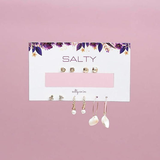 Salty Set of 5 Lilac Golden Hoop Set