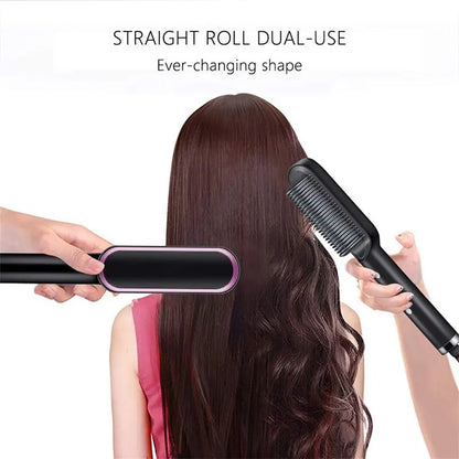 3 in 1 Professional Hair Styler Tourmaline Ceramic Hair straightener+ Curler +Brush Hair Comb 2.0