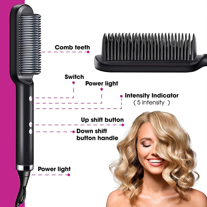 3 in 1 Professional Hair Styler Tourmaline Ceramic Hair straightener+ Curler +Brush Hair Comb 2.0