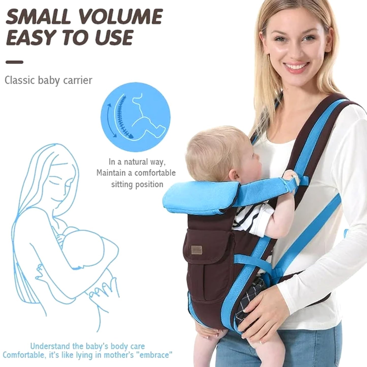 Swiftcare™  Amigos Baby carrier Adjustable Kangaroo Bag/Texture Baby Sling/Back/Front Carrier with Safety Belt and Buckle Straps for 4 to 24 months baby,Max weight 6-18 Kgs