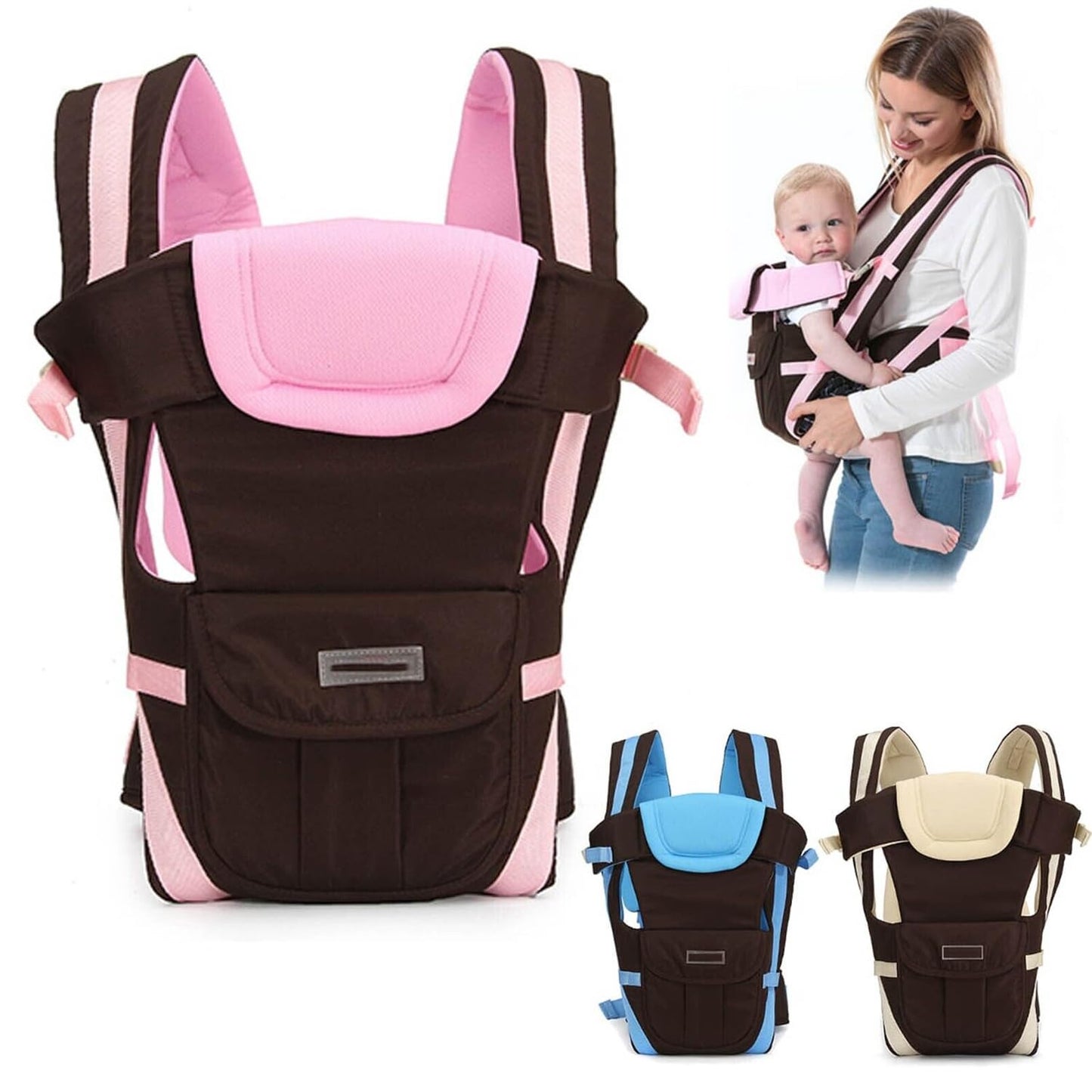 Swiftcare™  Amigos Baby carrier Adjustable Kangaroo Bag/Texture Baby Sling/Back/Front Carrier with Safety Belt and Buckle Straps for 4 to 24 months baby,Max weight 6-18 Kgs