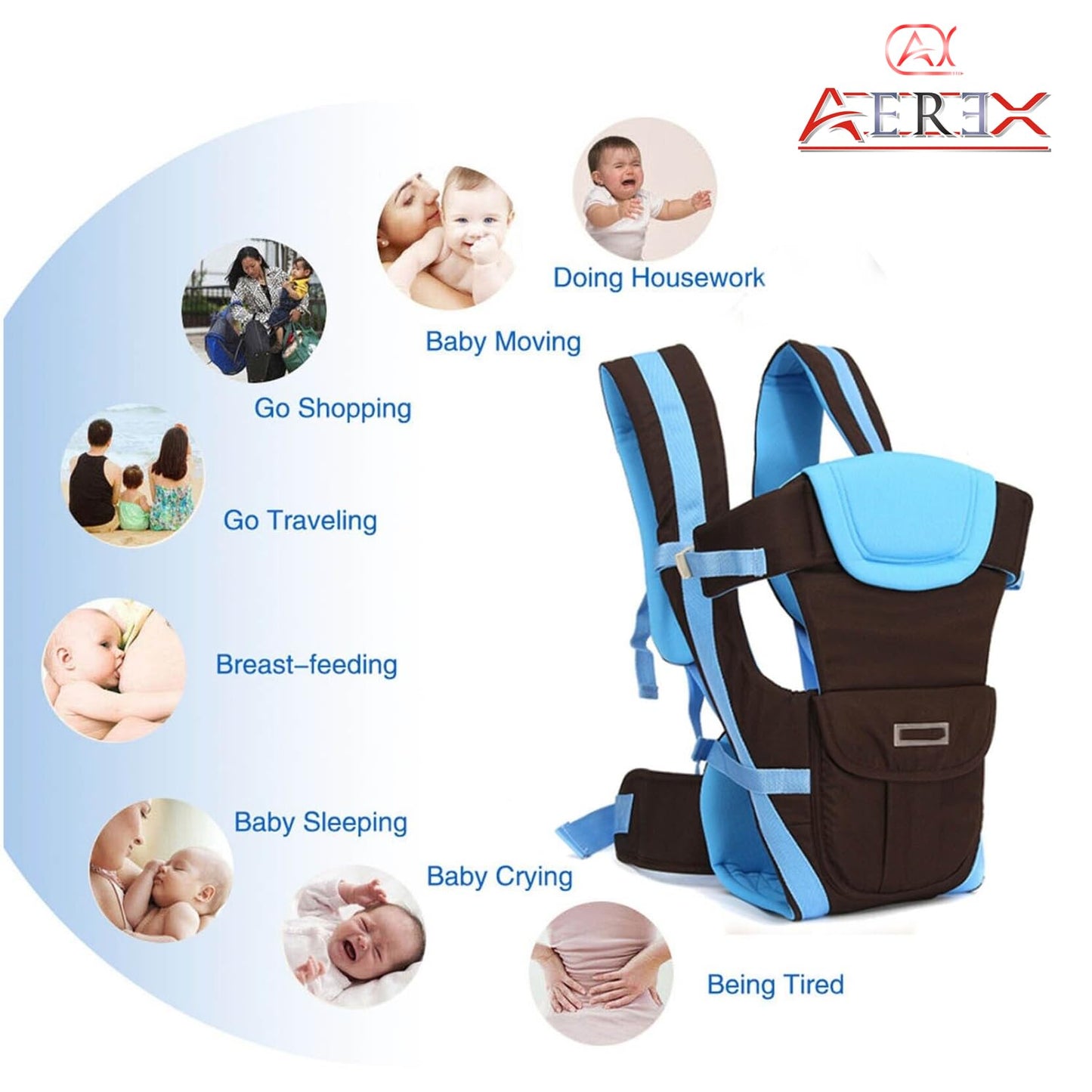 Swiftcare™  Amigos Baby carrier Adjustable Kangaroo Bag/Texture Baby Sling/Back/Front Carrier with Safety Belt and Buckle Straps for 4 to 24 months baby,Max weight 6-18 Kgs