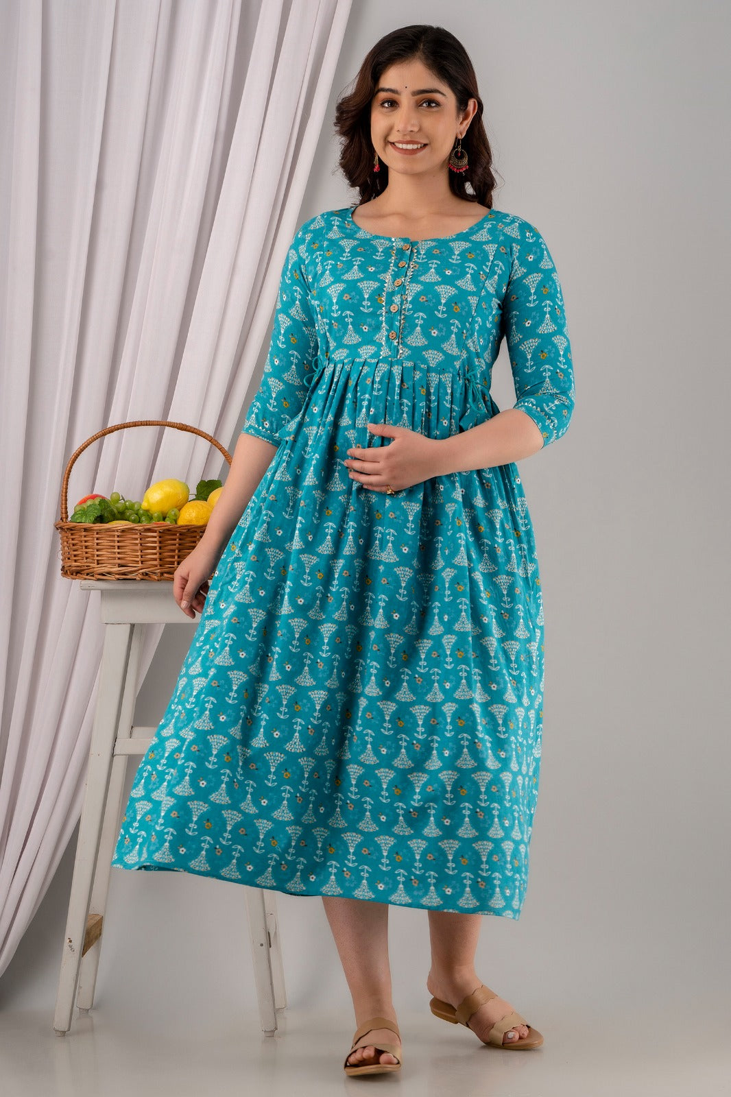 Pregnancy and Feeding Kurti in Soft Cotton | Ziyatrends Maternity Fashion I Sky Blue