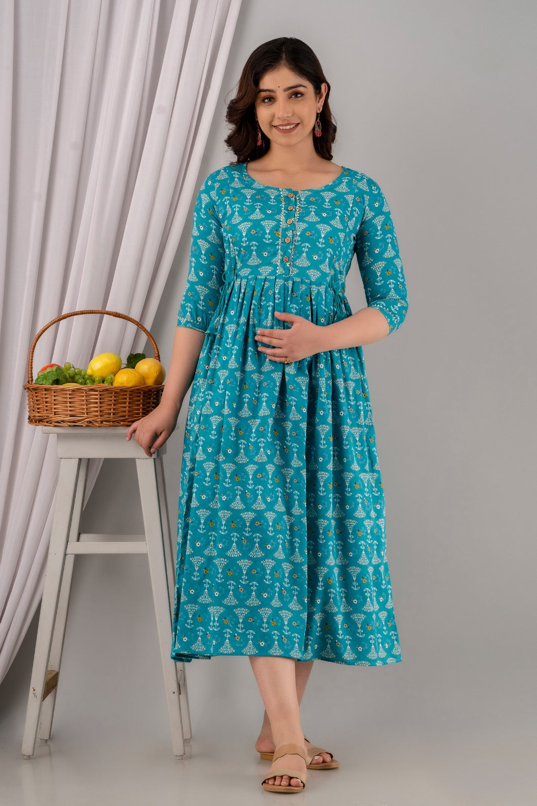 Pregnancy and Feeding Kurti in Soft Cotton | Ziyatrends Maternity Fashion I Sky Blue