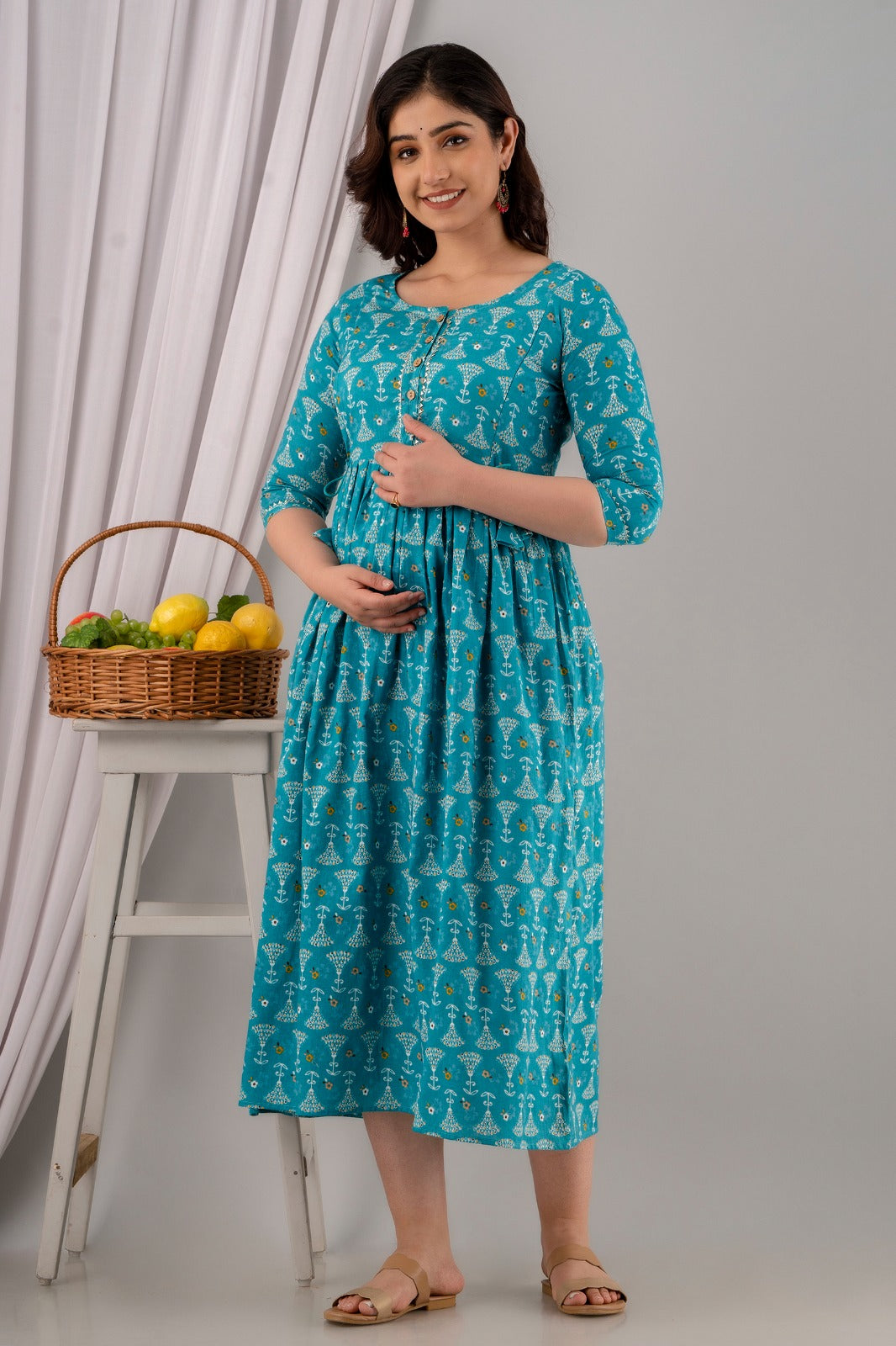 Pregnancy and Feeding Kurti in Soft Cotton | Ziyatrends Maternity Fashion I Sky Blue