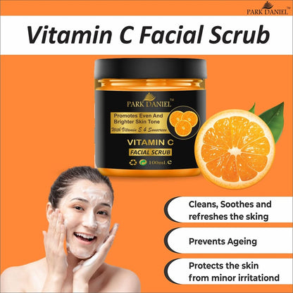 Park Daniel Vitamin C, Papaya and Mix Fruit Scrub For Balck Head & Dead Skin Removal Combo Pack of 3 Jars of 100 ml(300 ml)