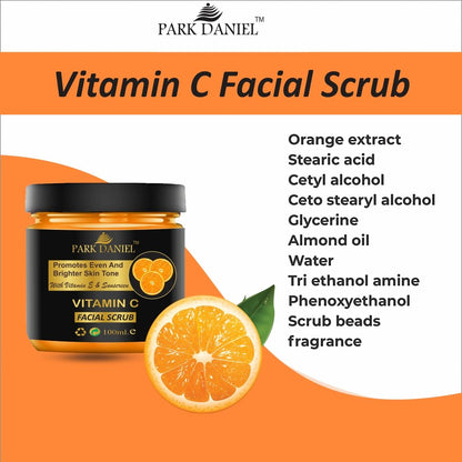 Park Daniel Vitamin C, Papaya and Mix Fruit Scrub For Balck Head & Dead Skin Removal Combo Pack of 3 Jars of 100 ml(300 ml)