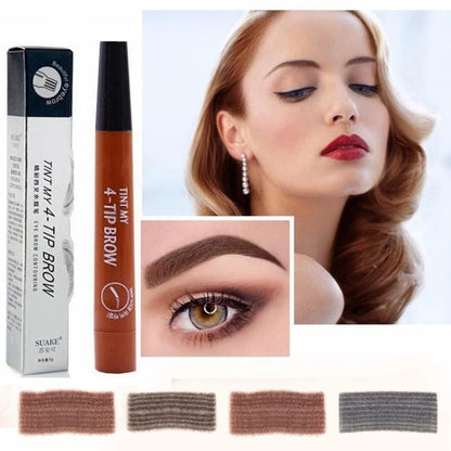 Waterproof 4 Points Microblading Eyebrow Pen with a Micro-Fork Tip Applicator