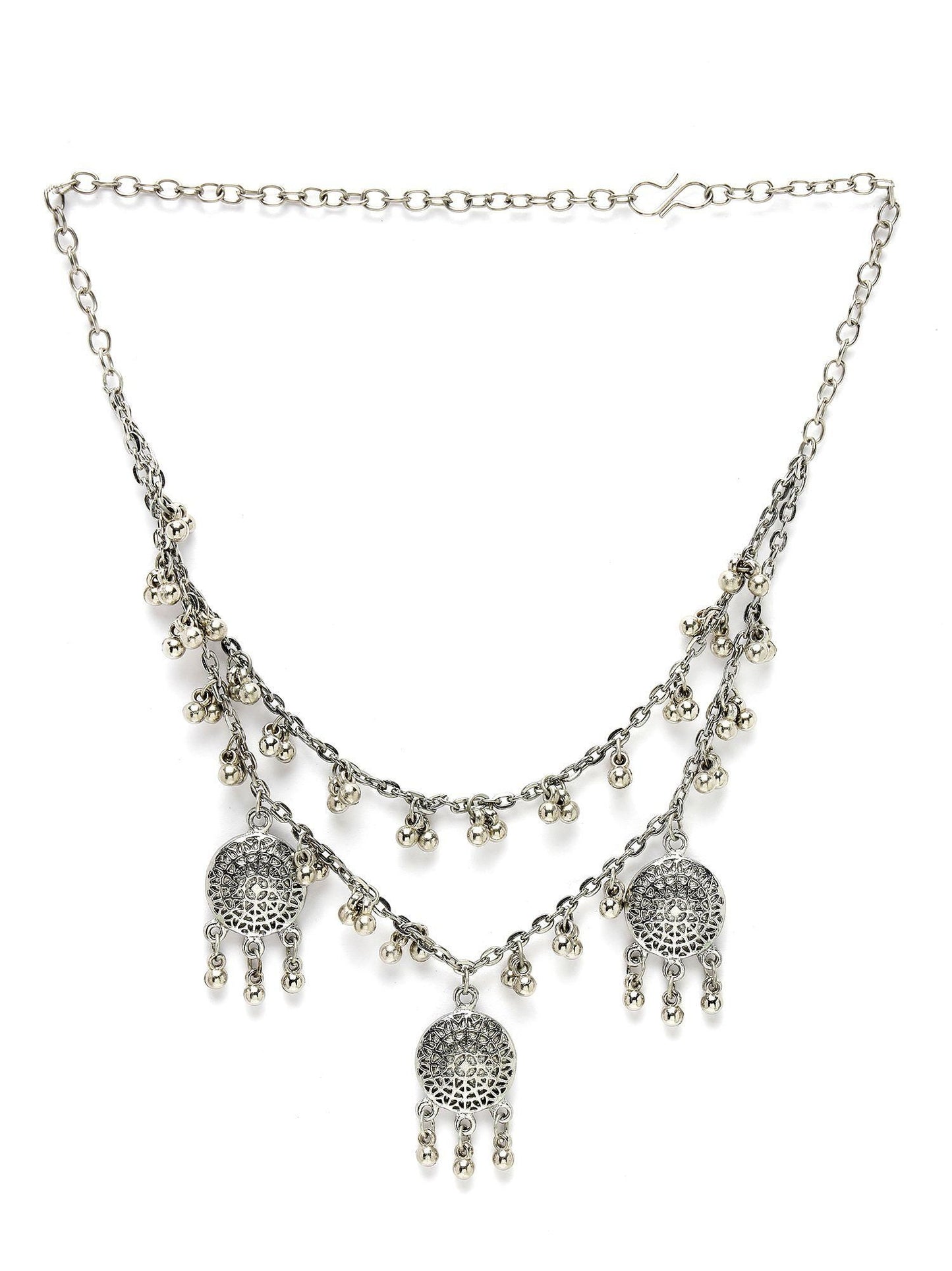 Karatcart Silver Plated Light Weight Chain Necklace with Earrings