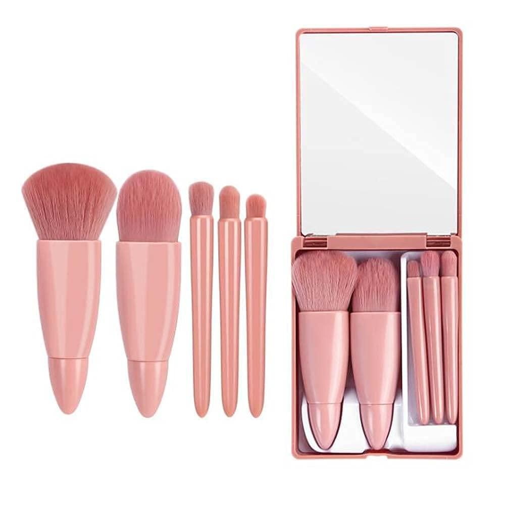 5pcs Mini Cosmetic Brushes Kit with Mirror