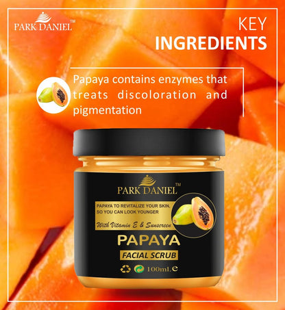 Park Daniel Vitamin C, Papaya and Mix Fruit Scrub For Balck Head & Dead Skin Removal Combo Pack of 3 Jars of 100 ml(300 ml)